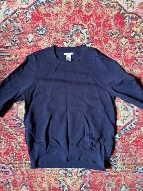 H&M Women’s Navy Crewneck Sweater - Solid Classic Knit